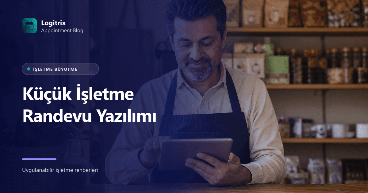 Küçük işletmede sade online randevu kullanımını gösteren görsel